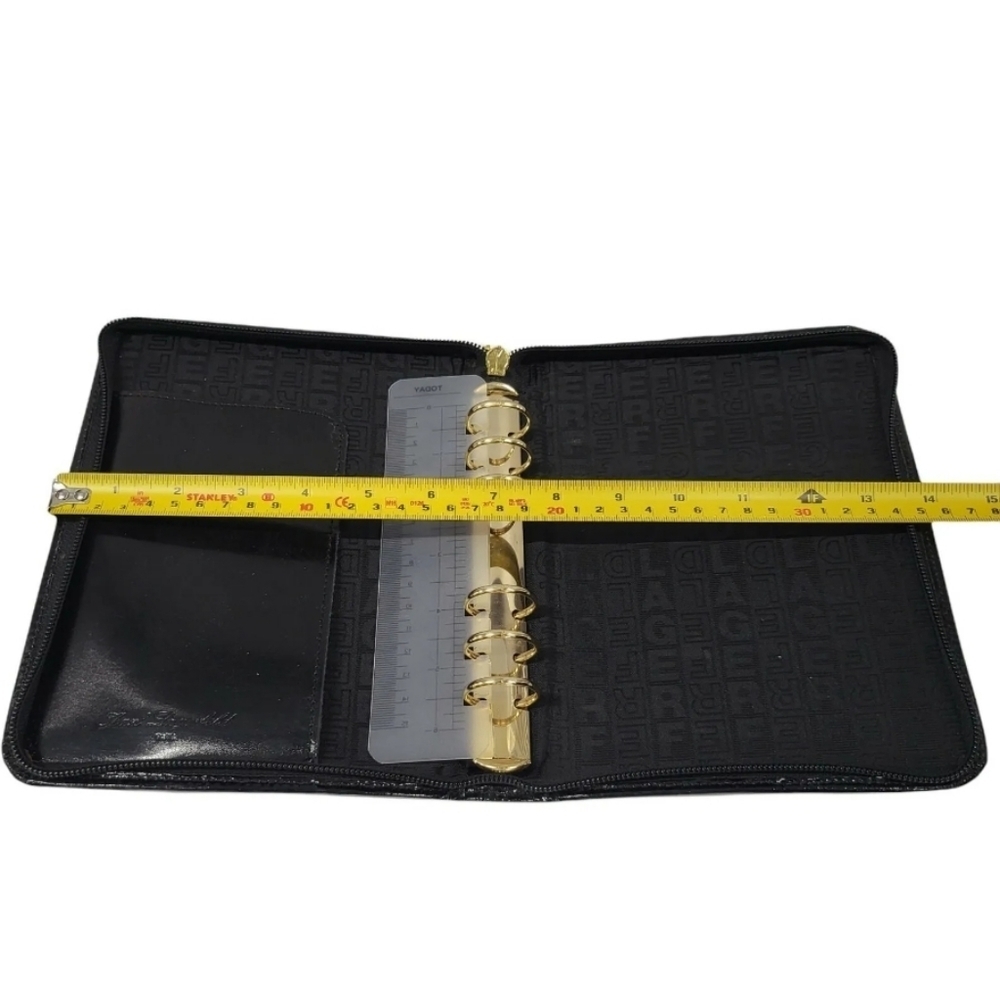 KARL LAGERFELD black patent leather zip around agenda day planner case‎ VTG RARE - Picture 4 of 8